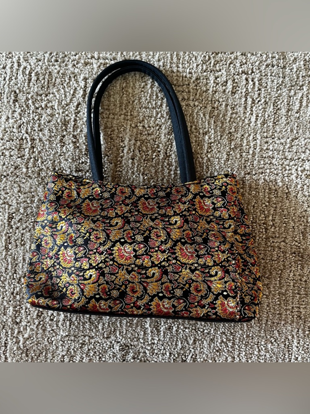 Vintage y2K Jacquard mini Bag with Gold and Red Accents